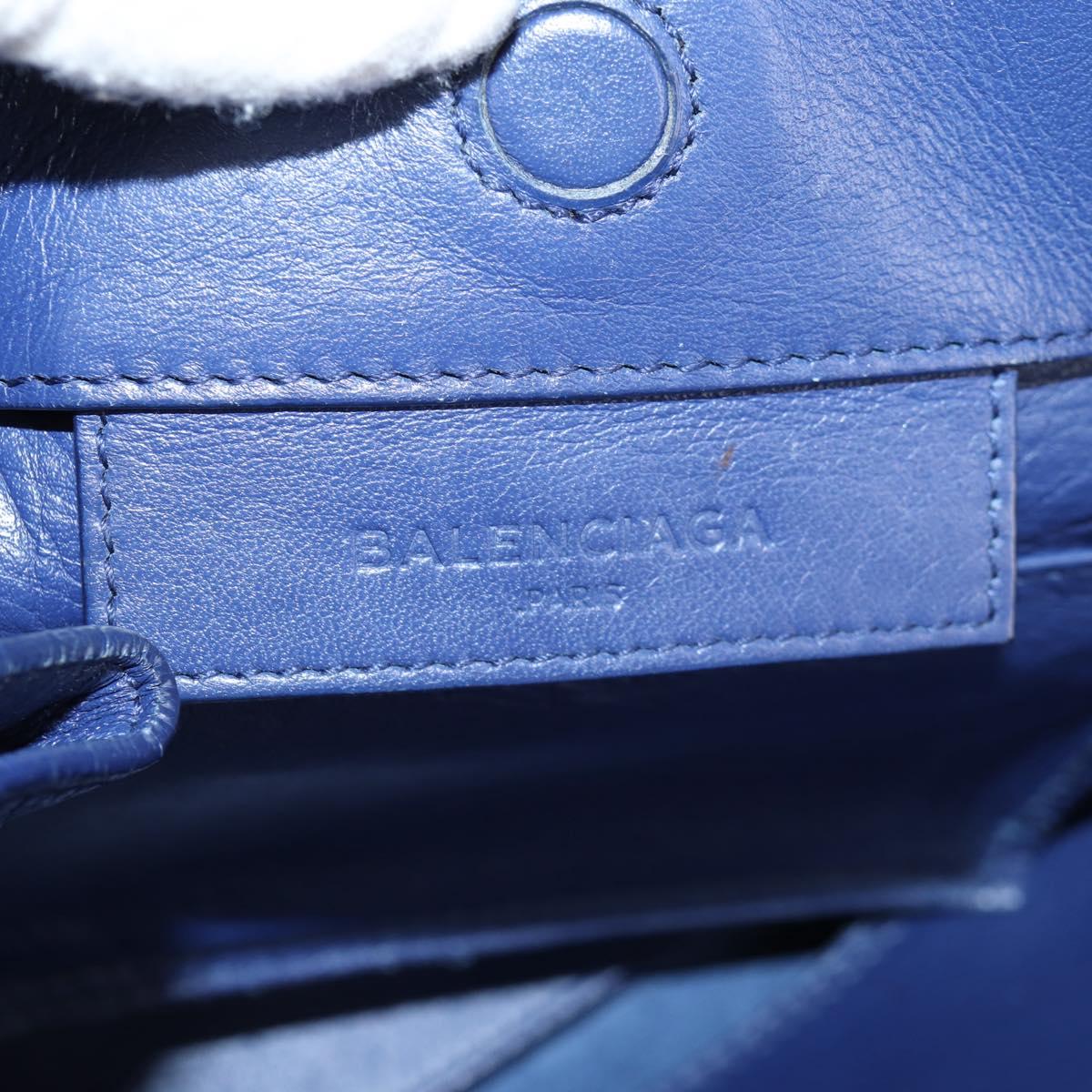 BALENCIAGA Paper Mini Hand Bag Leather 2way Blue Silver 357333 Auth BA5681V