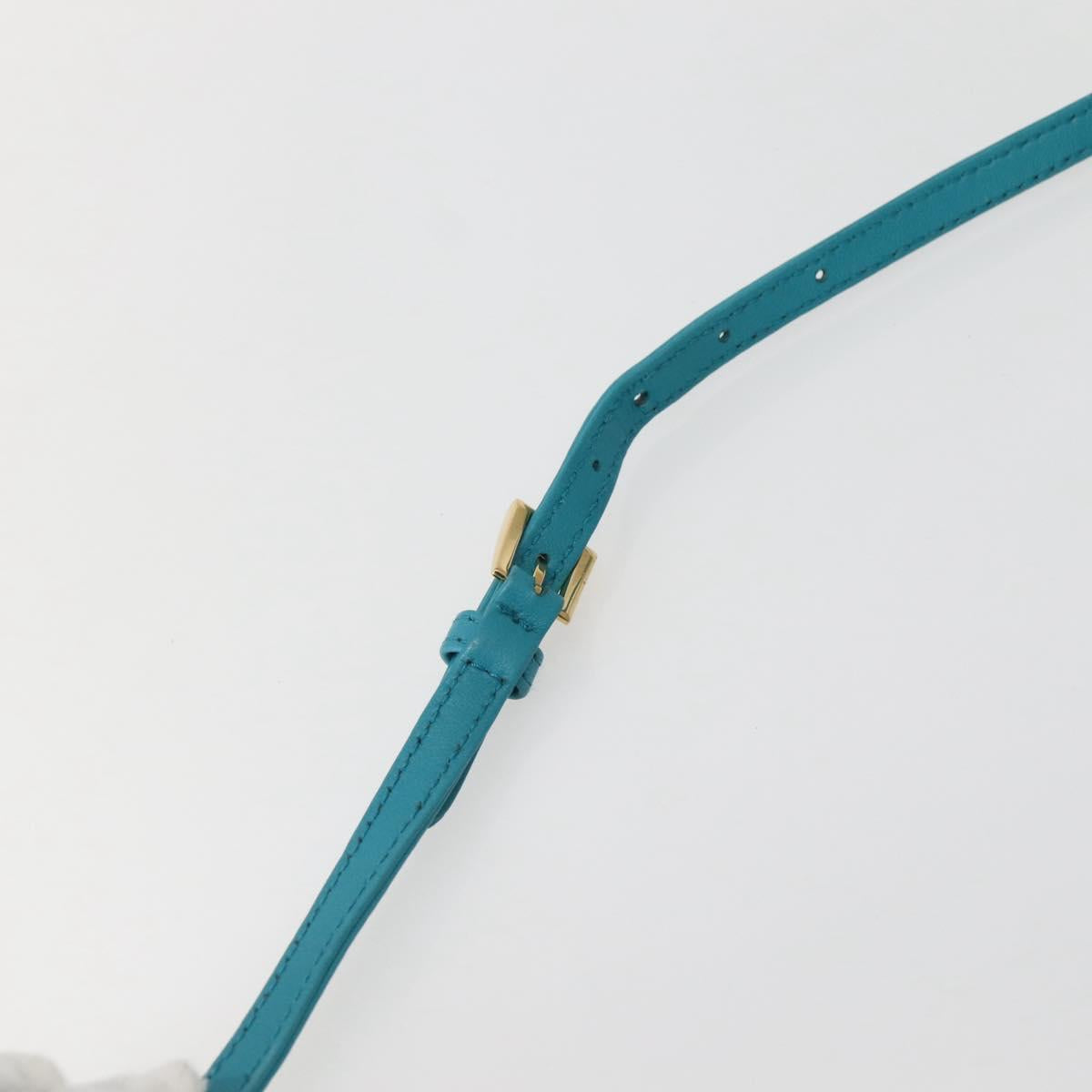 PRADA Hand Bag Nylon 2way Turquoise Blue Gold Auth BA5686