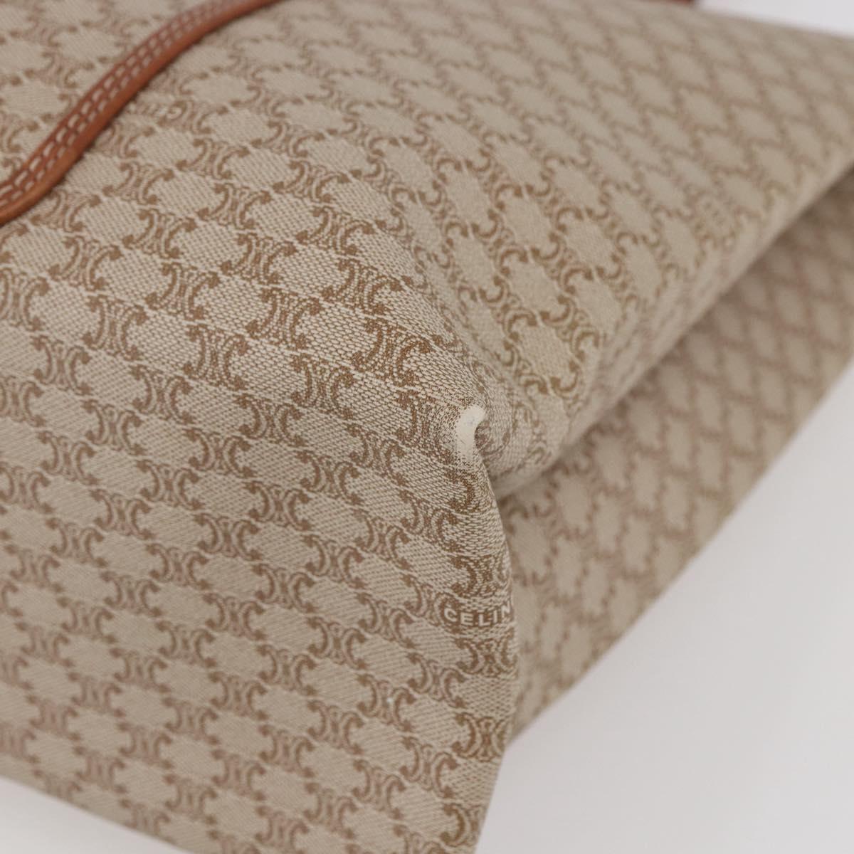 CELINE Macadam Canvas Tote Bag PVC Beige Gold Auth BA5689
