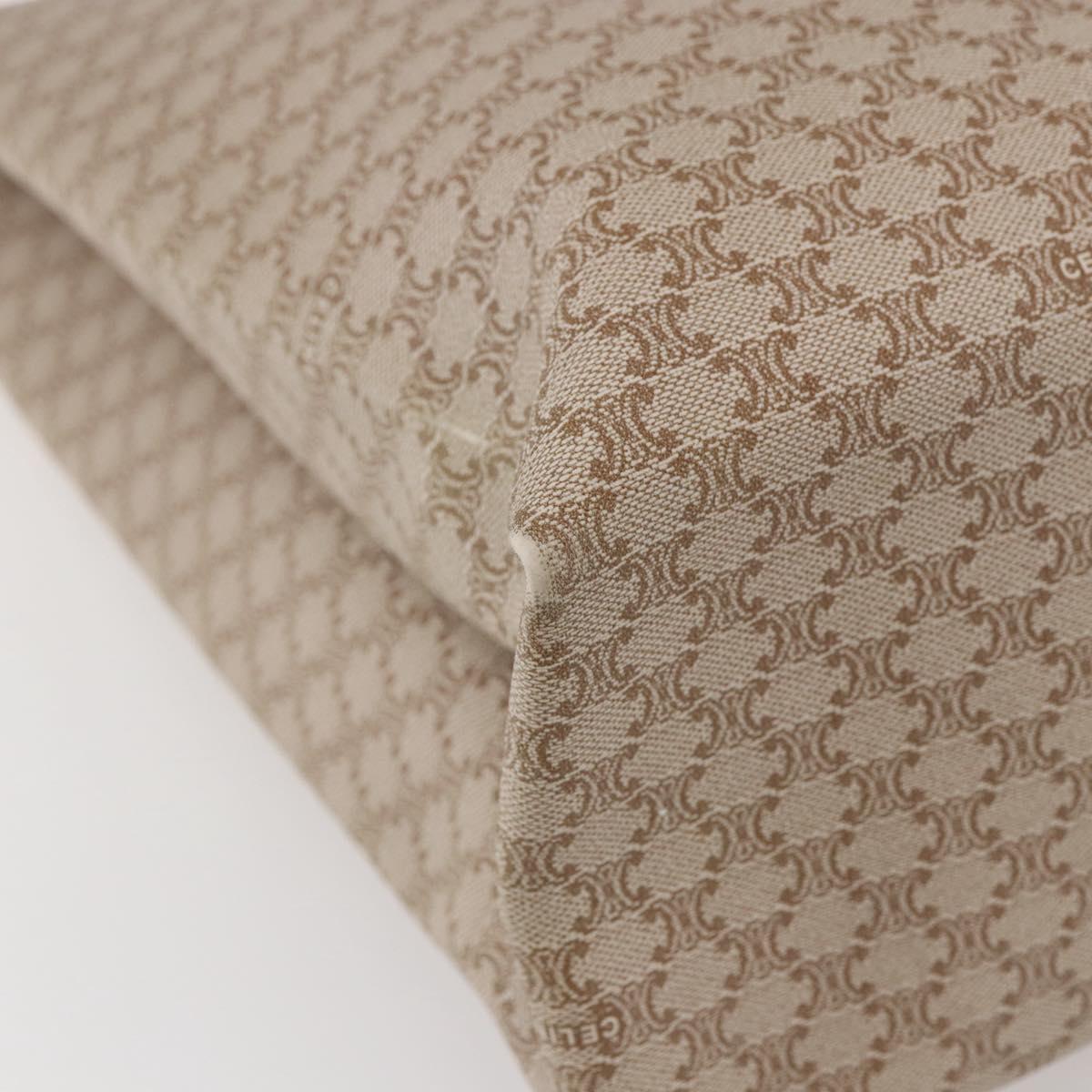 CELINE Macadam Canvas Tote Bag PVC Beige Gold Auth BA5689