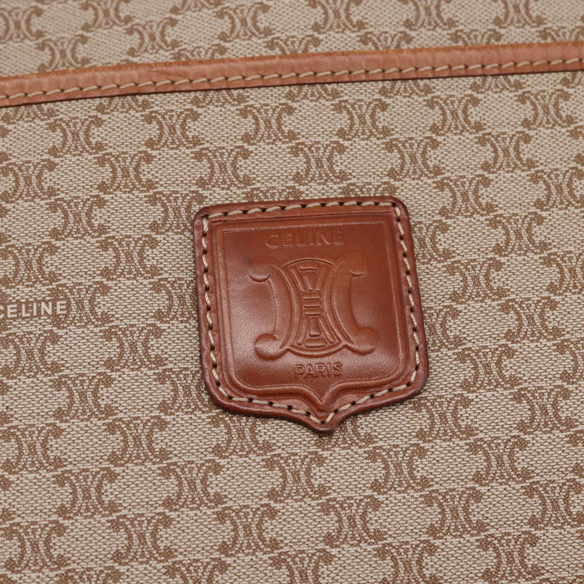 CELINE Macadam Canvas Tote Bag PVC Beige Gold Auth BA5689