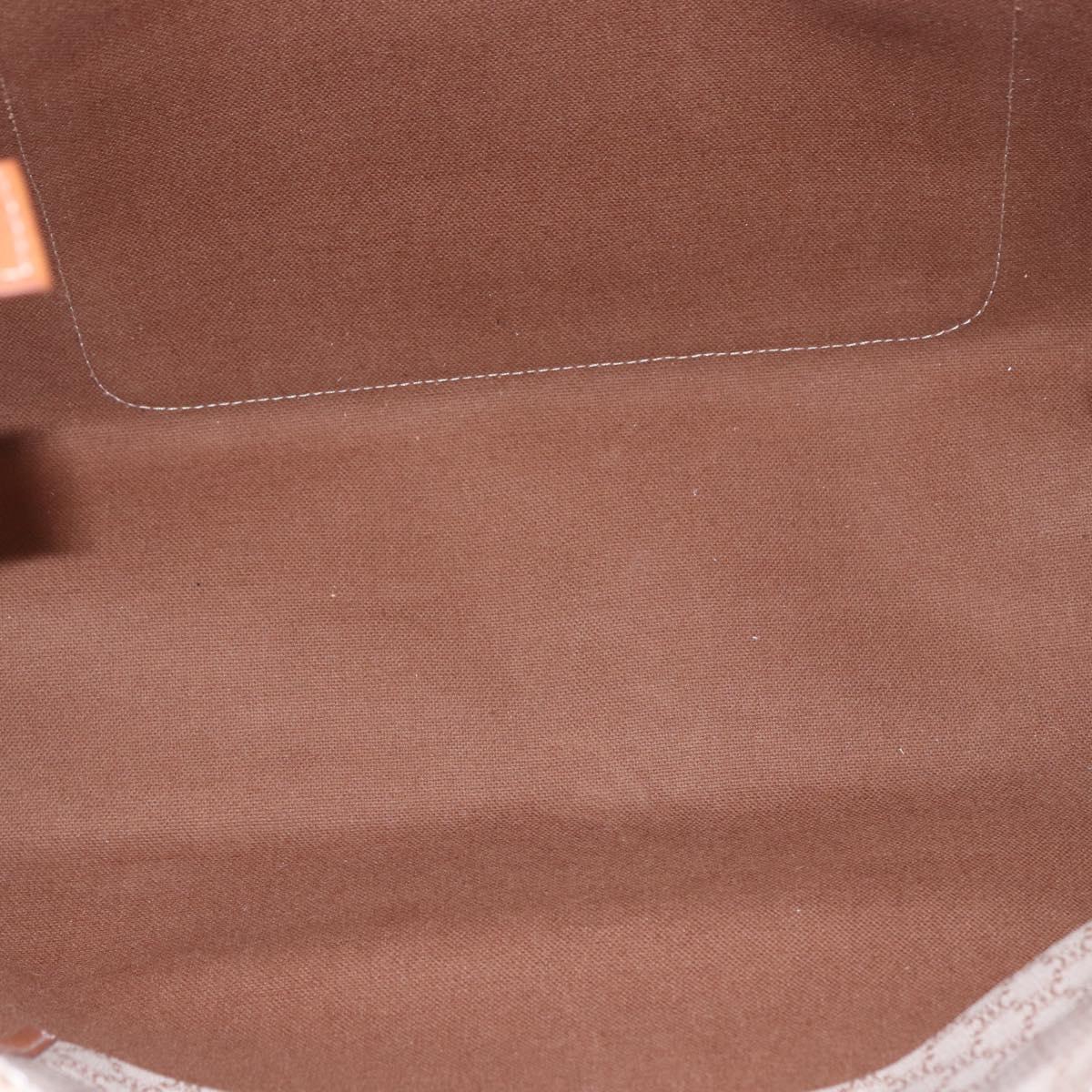 CELINE Macadam Canvas Tote Bag PVC Beige Gold Auth BA5689