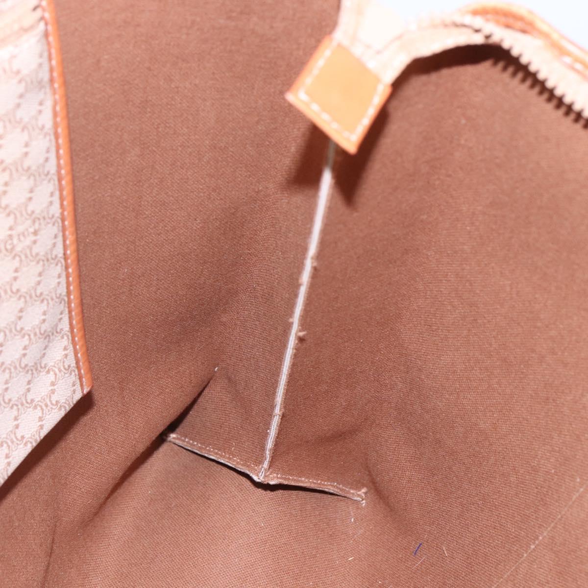 CELINE Macadam Canvas Tote Bag PVC Beige Gold Auth BA5689