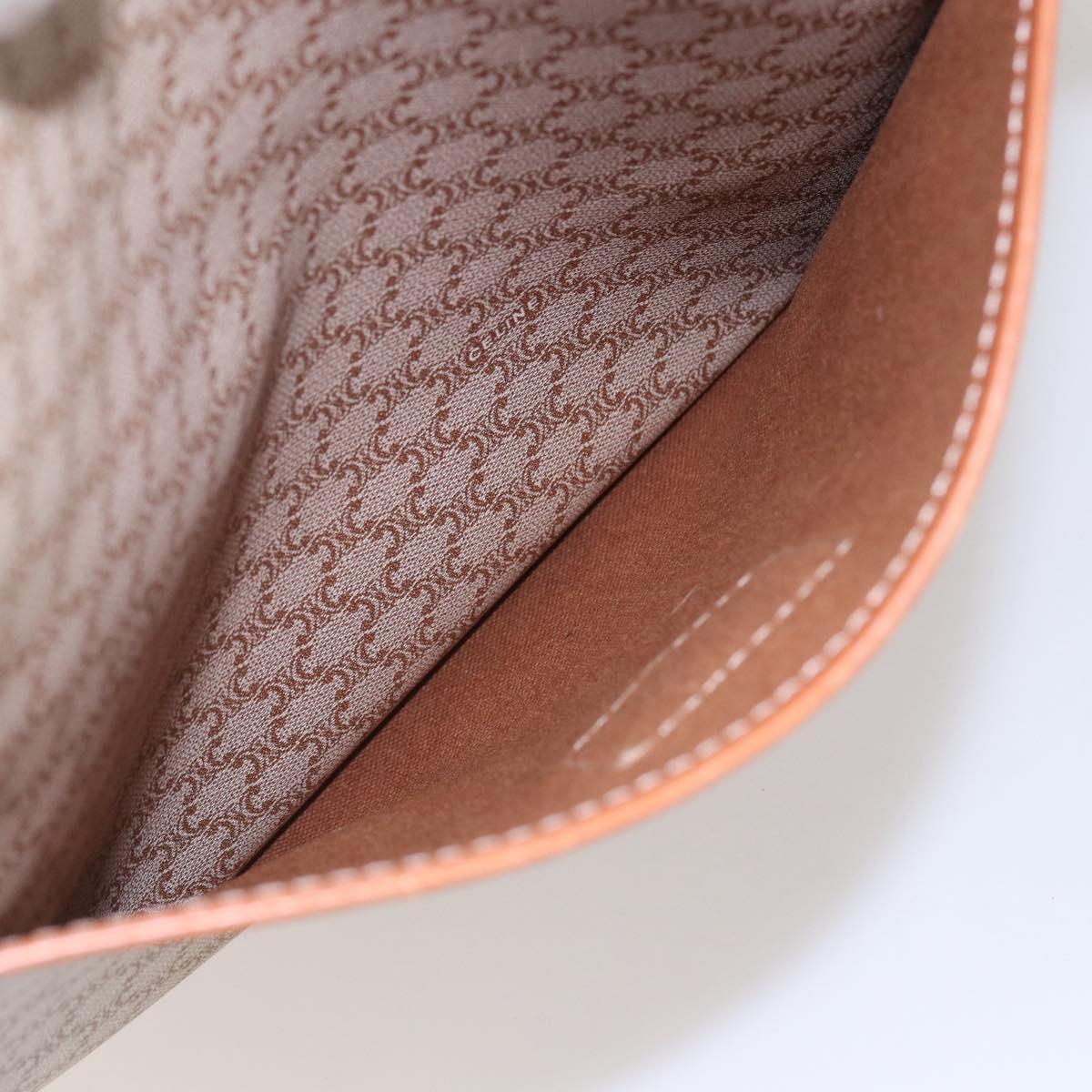 CELINE Macadam Canvas Tote Bag PVC Beige Gold Auth BA5689