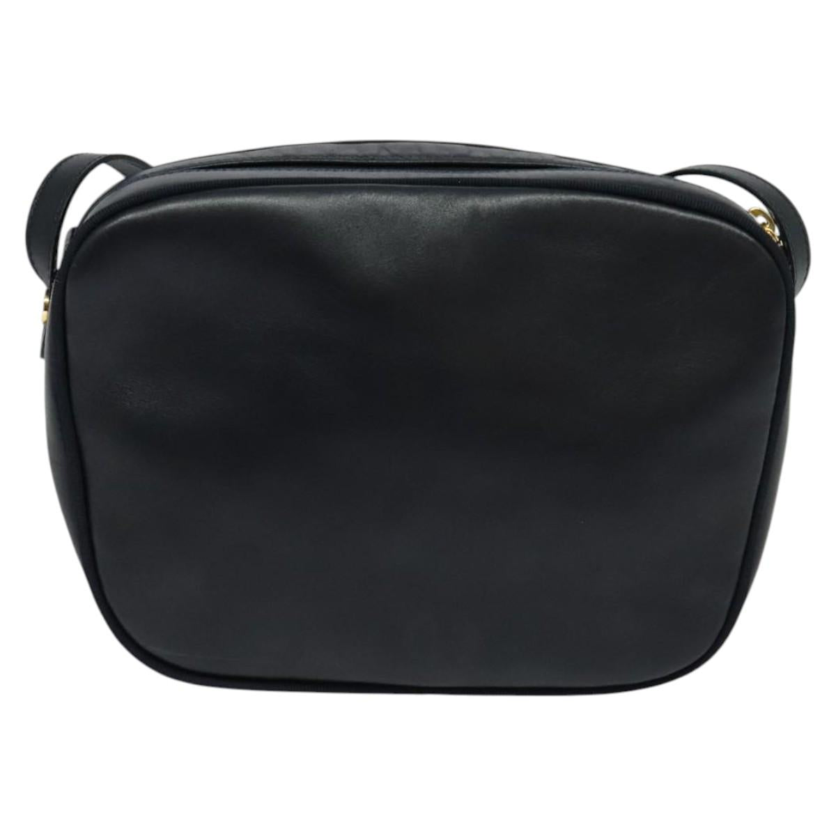 Salvatore Ferragamo Shoulder Bag Leather Navy Gold Auth BA569