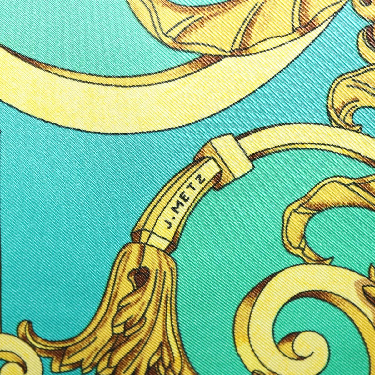 HERMES Carre 90 Scarf ""LES TUILERIE"" Silk Green Auth BA5691