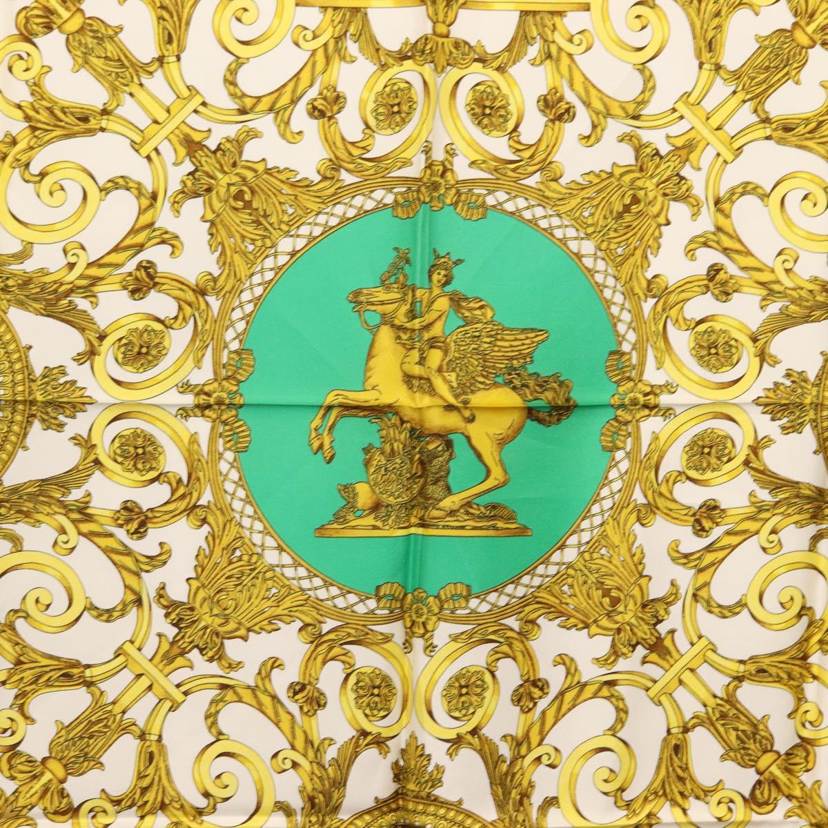 HERMES Carre 90 Scarf ""LES TUILERIE"" Silk Green Auth BA5691