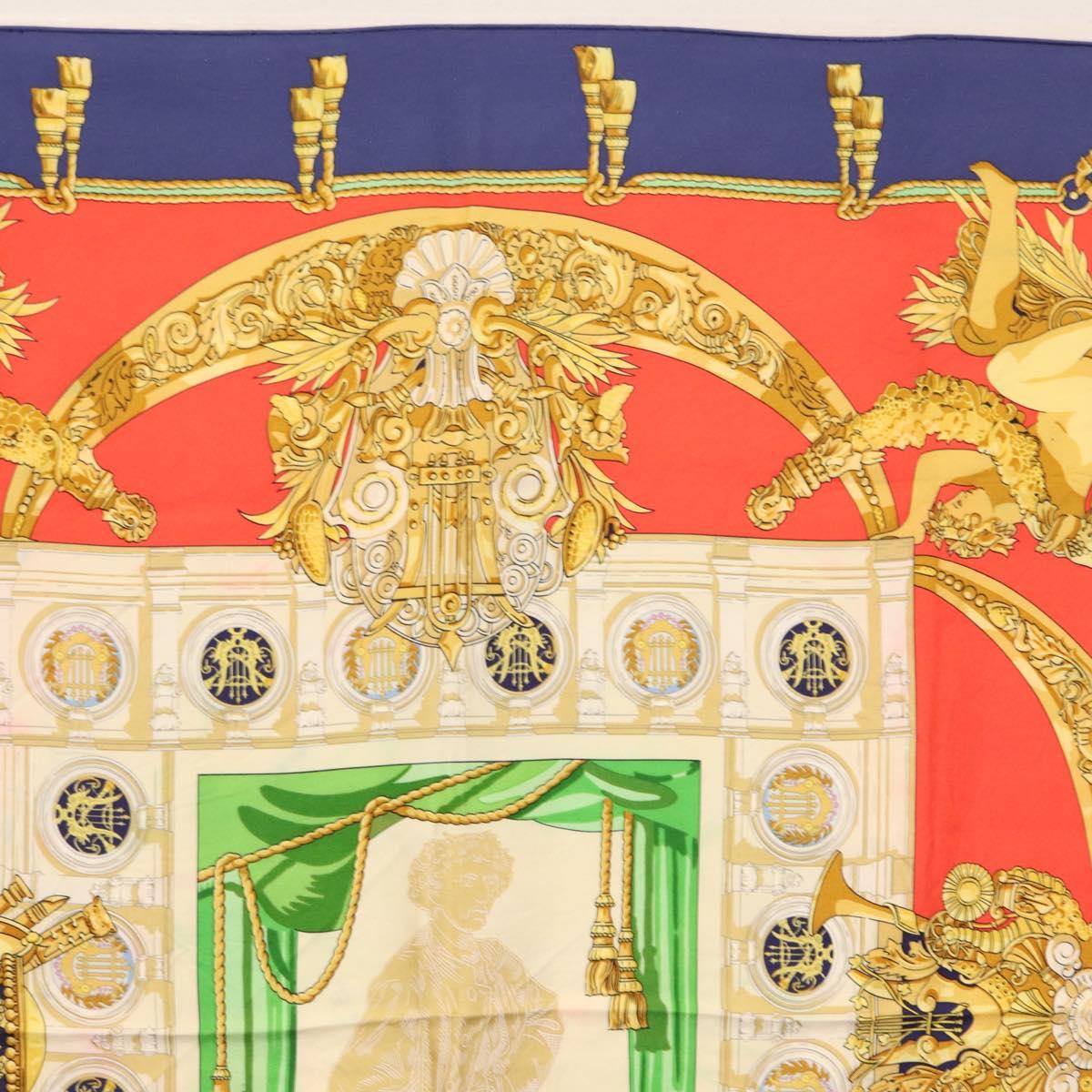 HERMES Carre 90 Scarf ""HOMMAGE A CHARLES GARNIER"" Silk Navy Auth BA5692