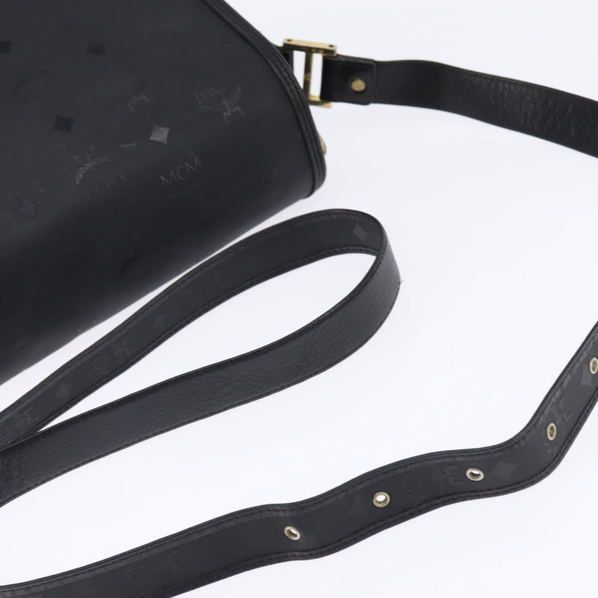 MCM Vicetos Logogram Shoulder Bag PVC Black Gold Auth BA5693
