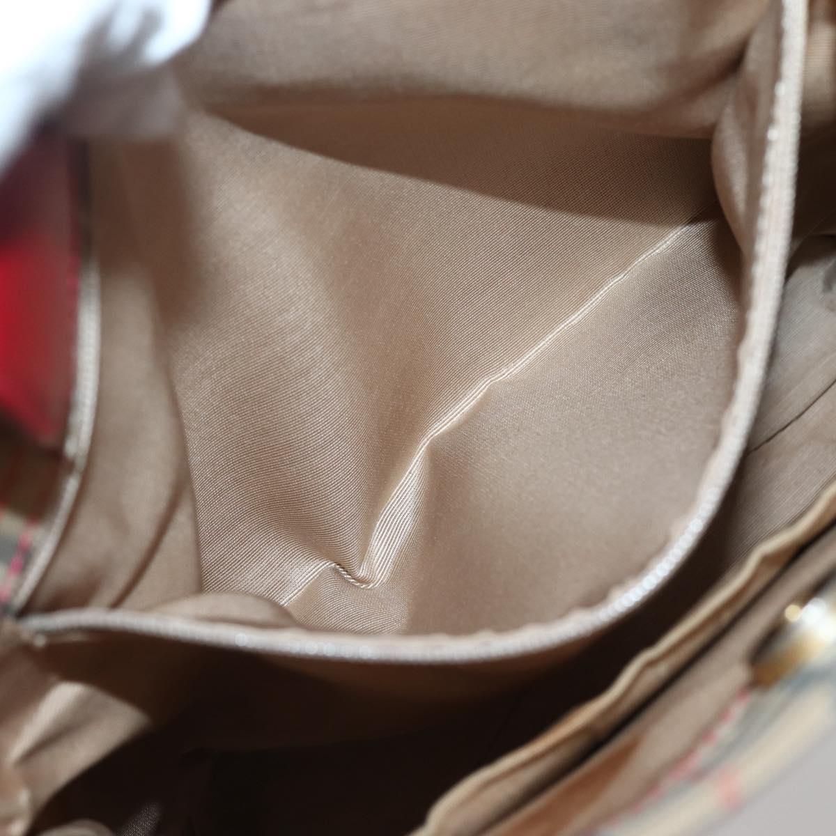 Burberrys Nova Check Tote Bag Canvas Beige Red gold Auth BA5696