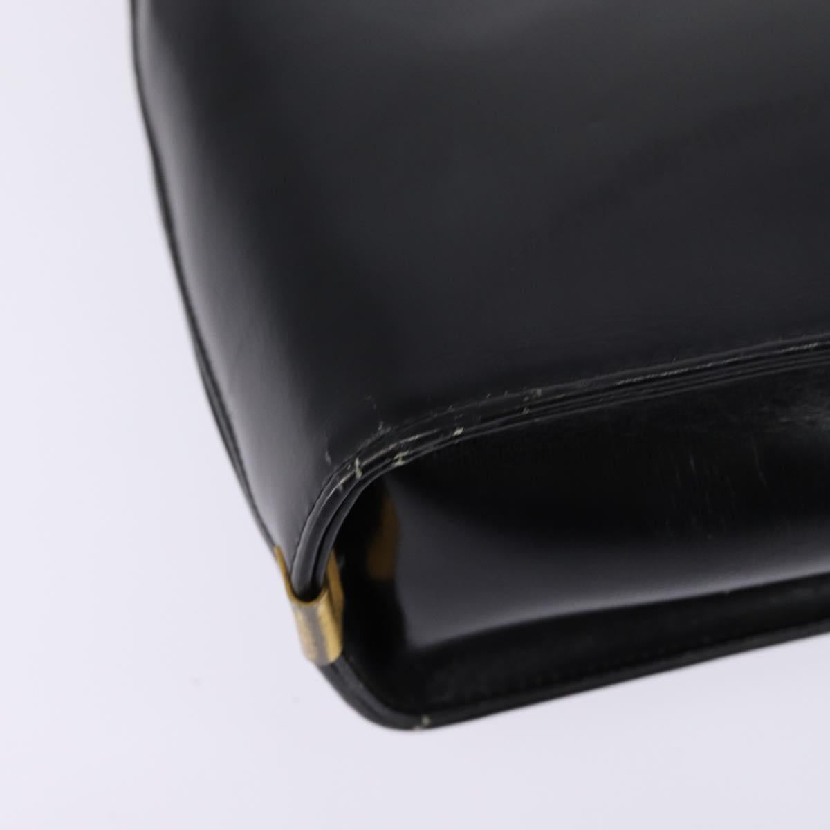 Christian Dior Shoulder Bag Leather Black Gold Auth BA5697