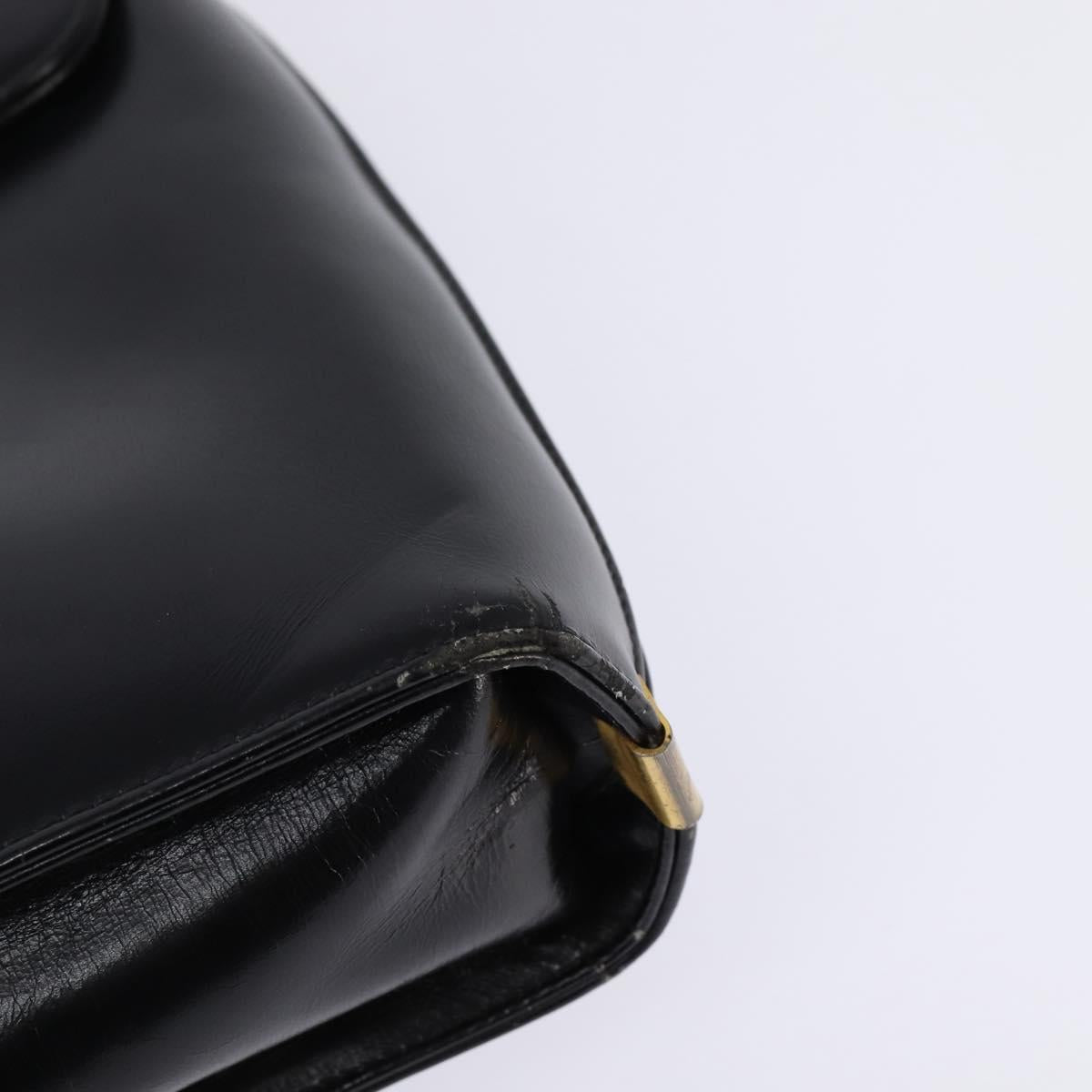 Christian Dior Shoulder Bag Leather Black Gold Auth BA5697