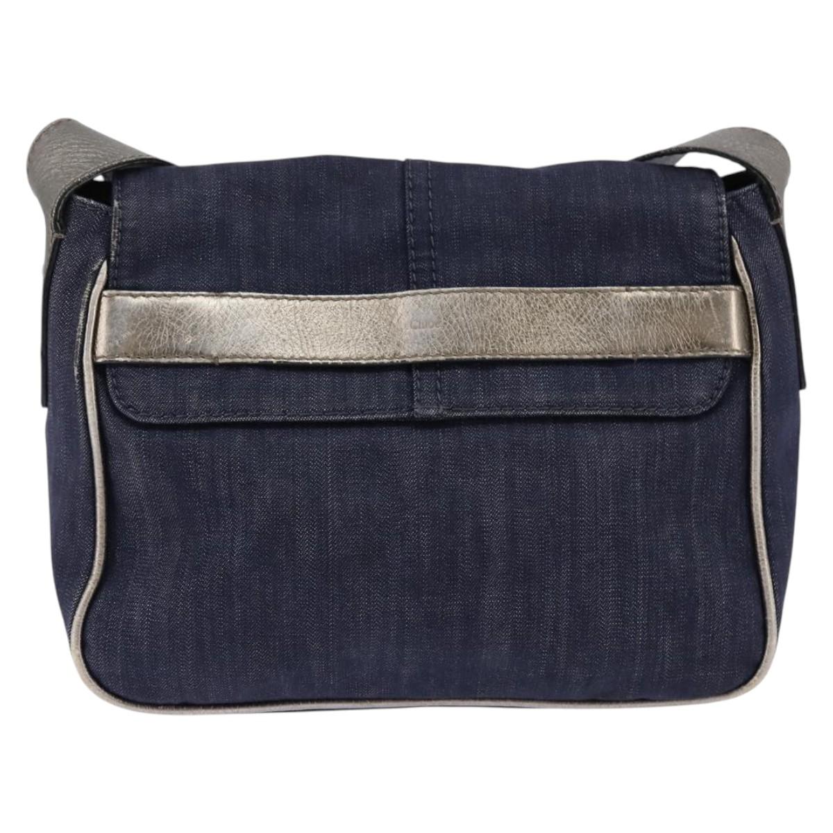 Chloe Shoulder Bag Denim Blue Auth BA5698