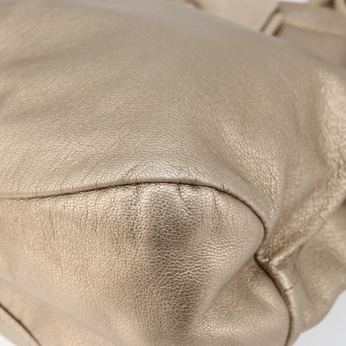 Salvatore Ferragamo Vala Hand Bag Leather Beige Gold Auth BA5699