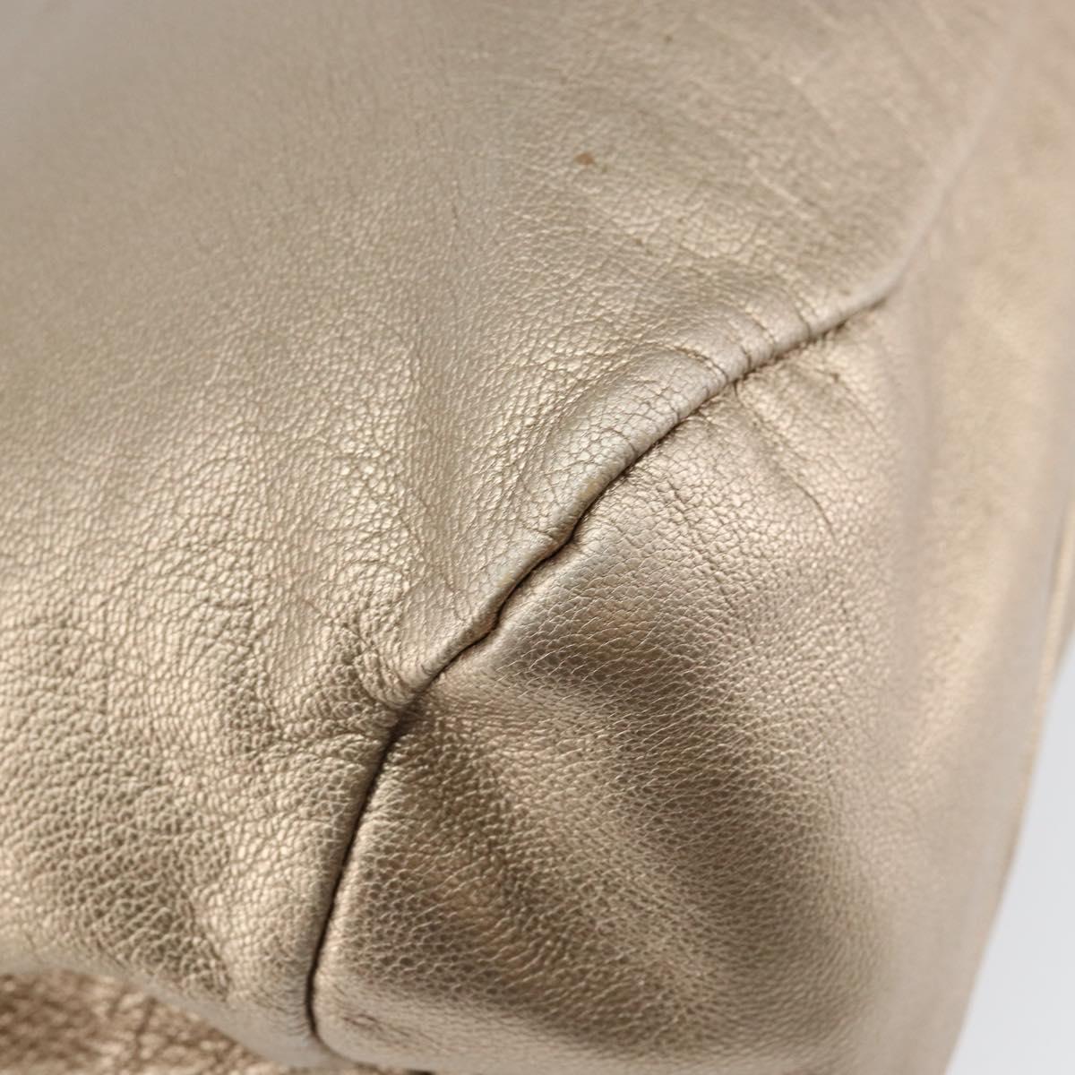 Salvatore Ferragamo Vala Hand Bag Leather Beige Gold Auth BA5699