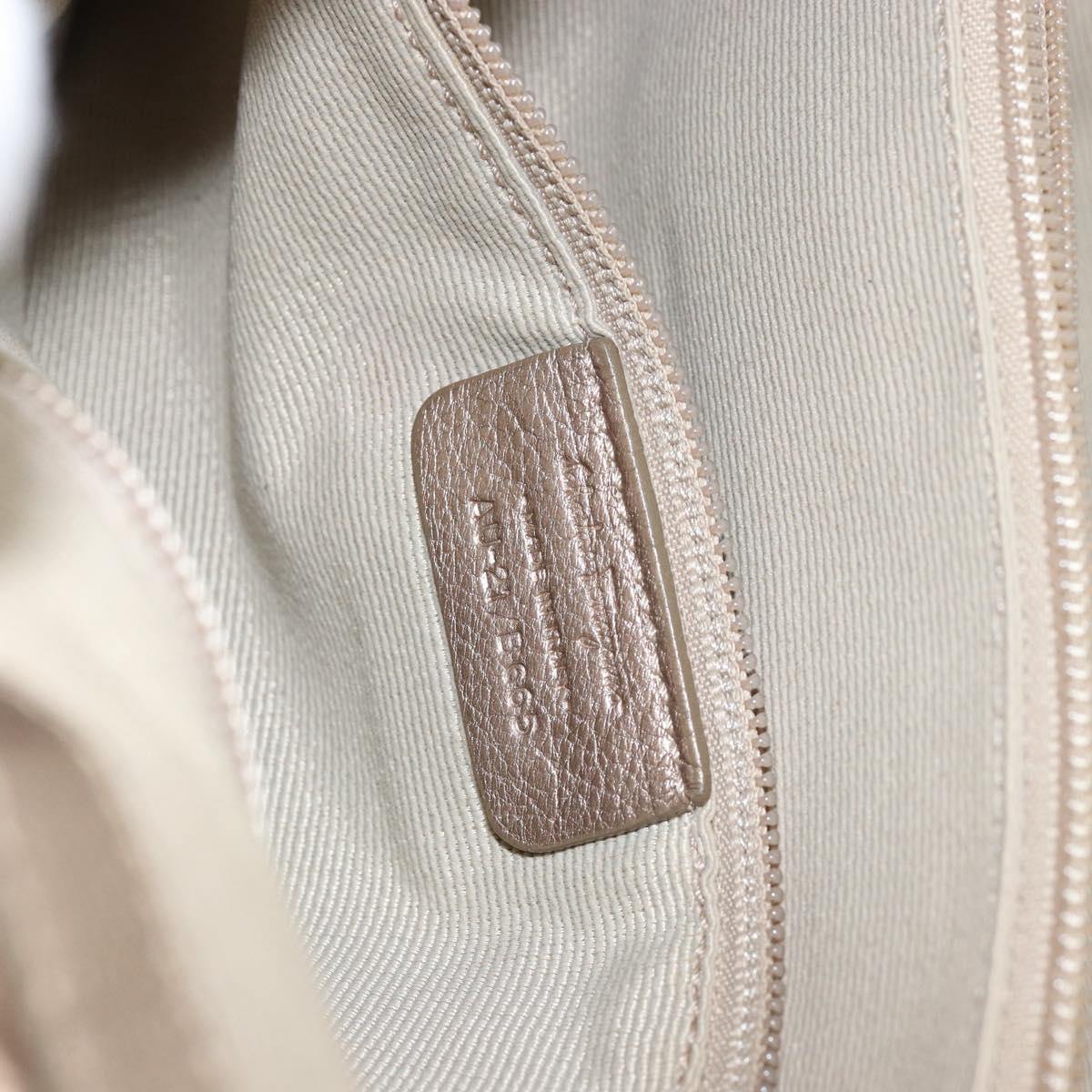 Salvatore Ferragamo Vala Hand Bag Leather Beige Gold Auth BA5699