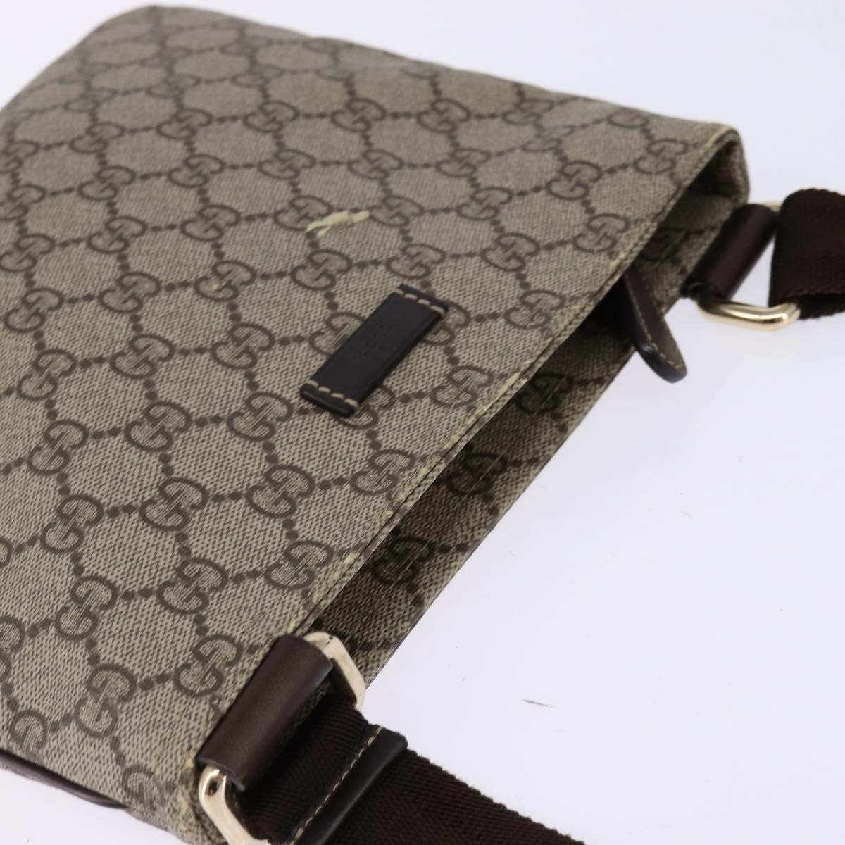 GUCCI GG Supreme Shoulder Bag PVC Beige Gold 201538 Auth BA5706