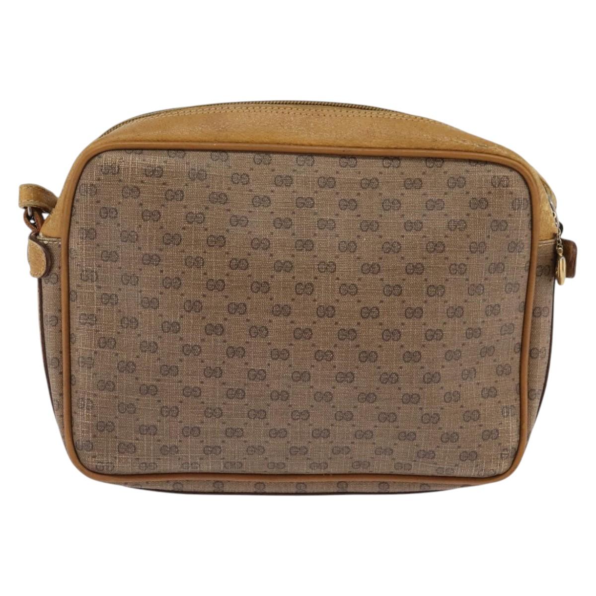 GUCCI Micro GG Supreme Shoulder Bag PVC Beige Gold Auth BA5707