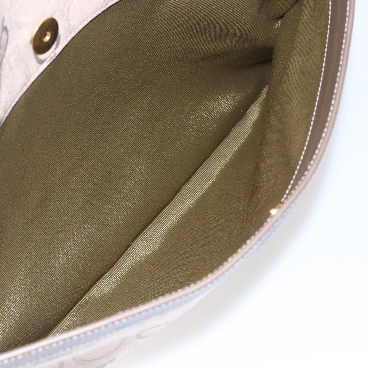 Salvatore Ferragamo Gancini Tote Bag Leather Canvas Beige Gold Auth BA5709