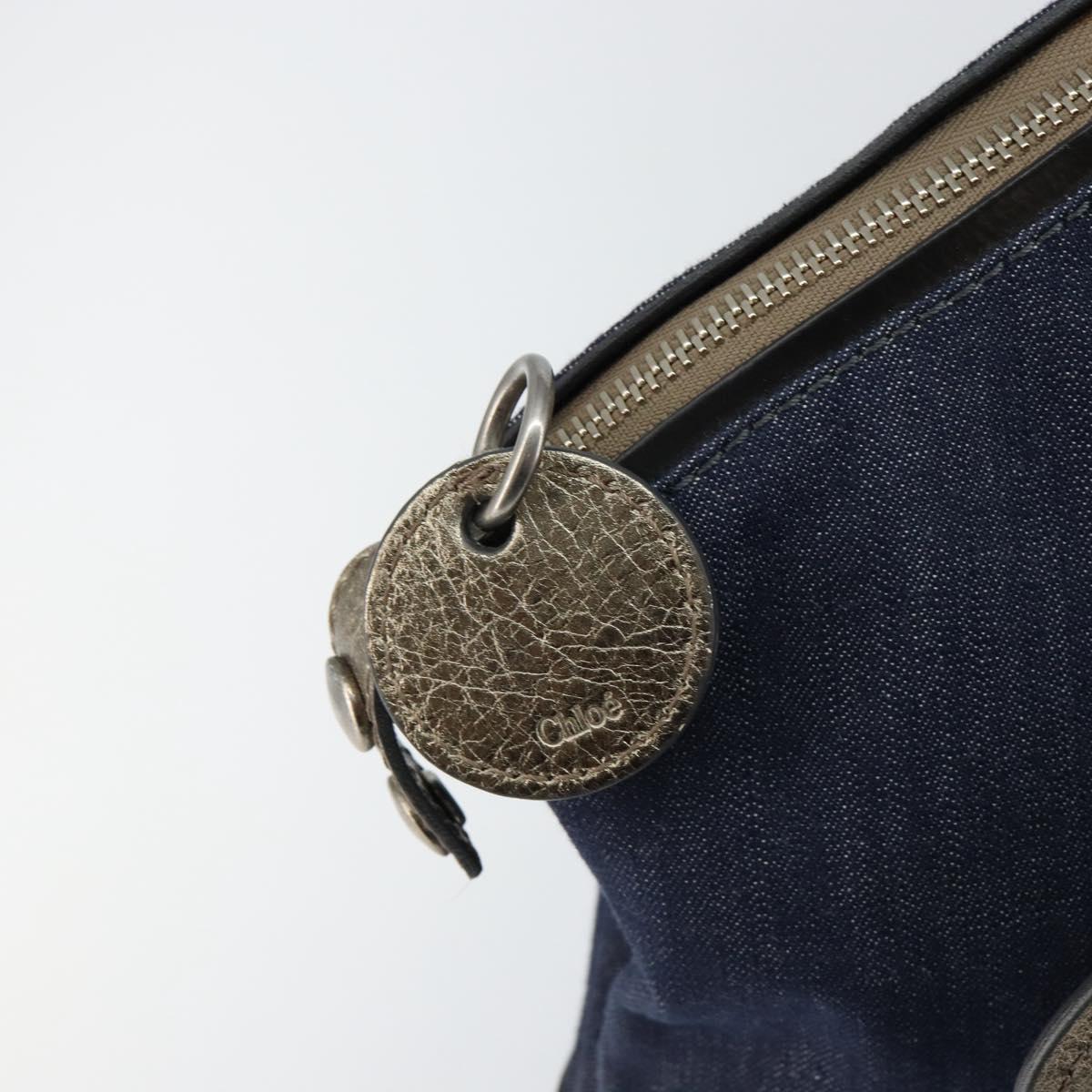 Chloe Tote Bag Denim Leather Blue Auth BA5712