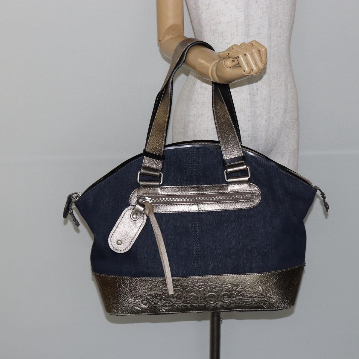 Chloe Tote Bag Denim Leather Blue Auth BA5712