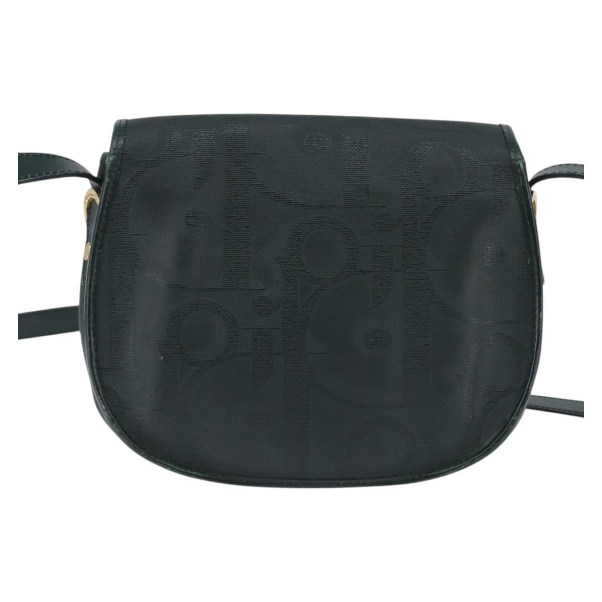 Christian Dior Trotter Canvas Shoulder Bag Green Gold Auth BA5713