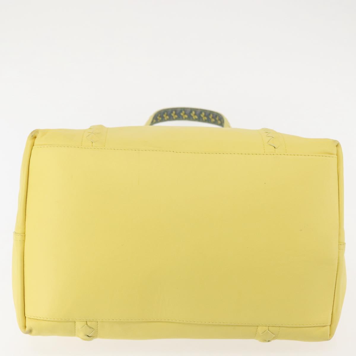 BOTTEGA VENETA INTRECCIATO Reversible Tote Bag Leather Nylon Yellow Auth BA5716