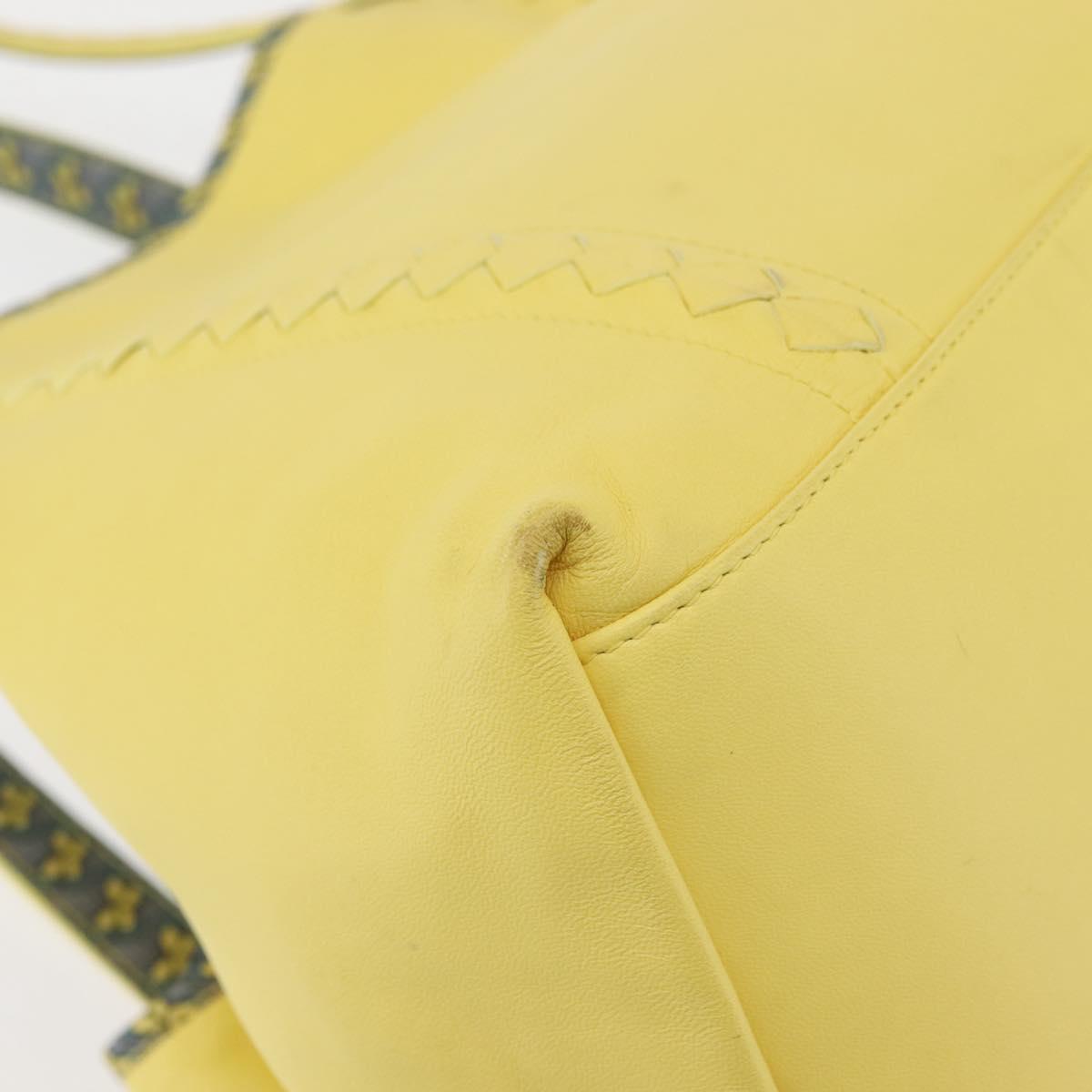 BOTTEGA VENETA INTRECCIATO Reversible Tote Bag Leather Nylon Yellow Auth BA5716