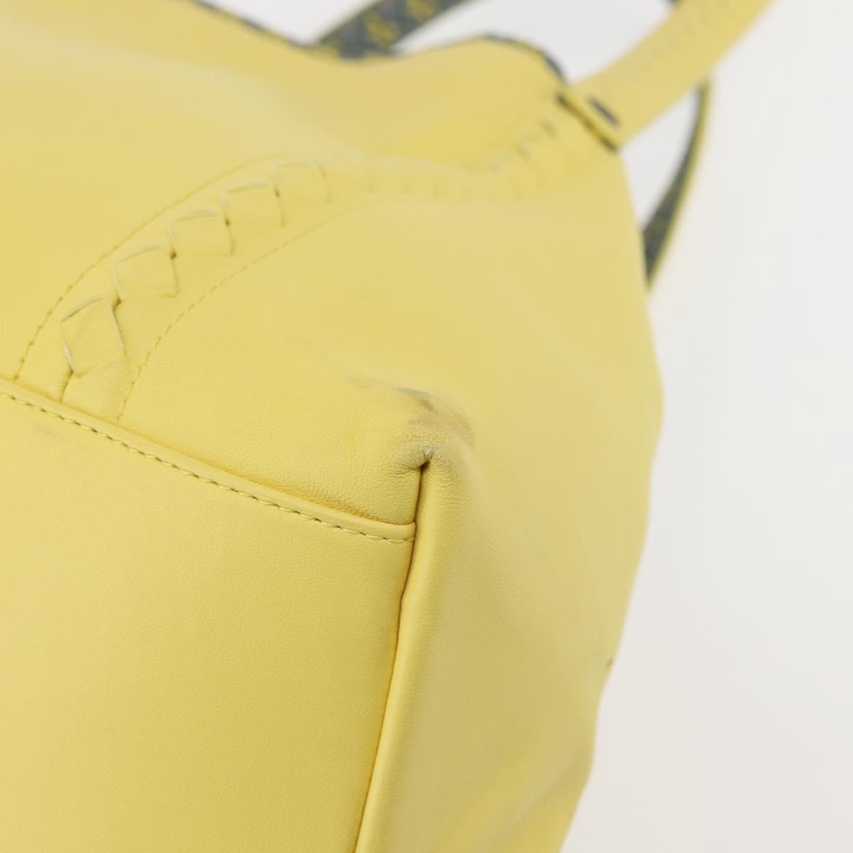 BOTTEGA VENETA INTRECCIATO Reversible Tote Bag Leather Nylon Yellow Auth BA5716