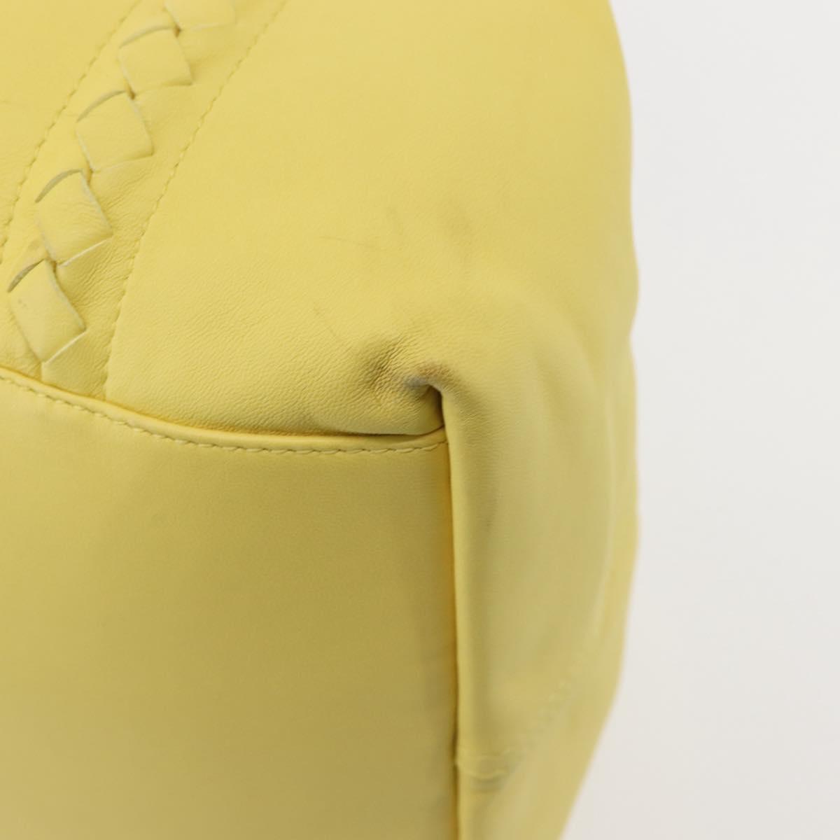 BOTTEGA VENETA INTRECCIATO Reversible Tote Bag Leather Nylon Yellow Auth BA5716