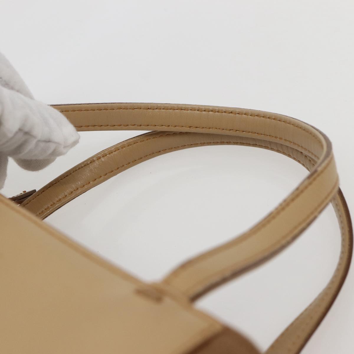 BURBERRY Hand Bag Leather Beige Silver Auth BA5720