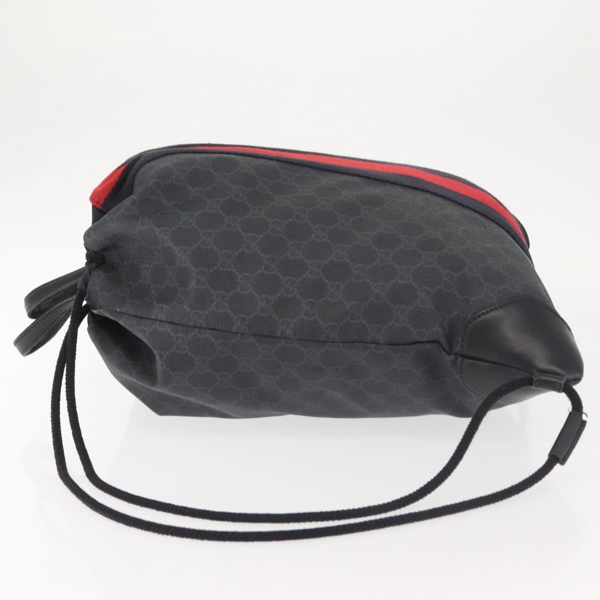 GUCCI GG Supreme Sherry Line Backpack PVC Black Auth BA5738