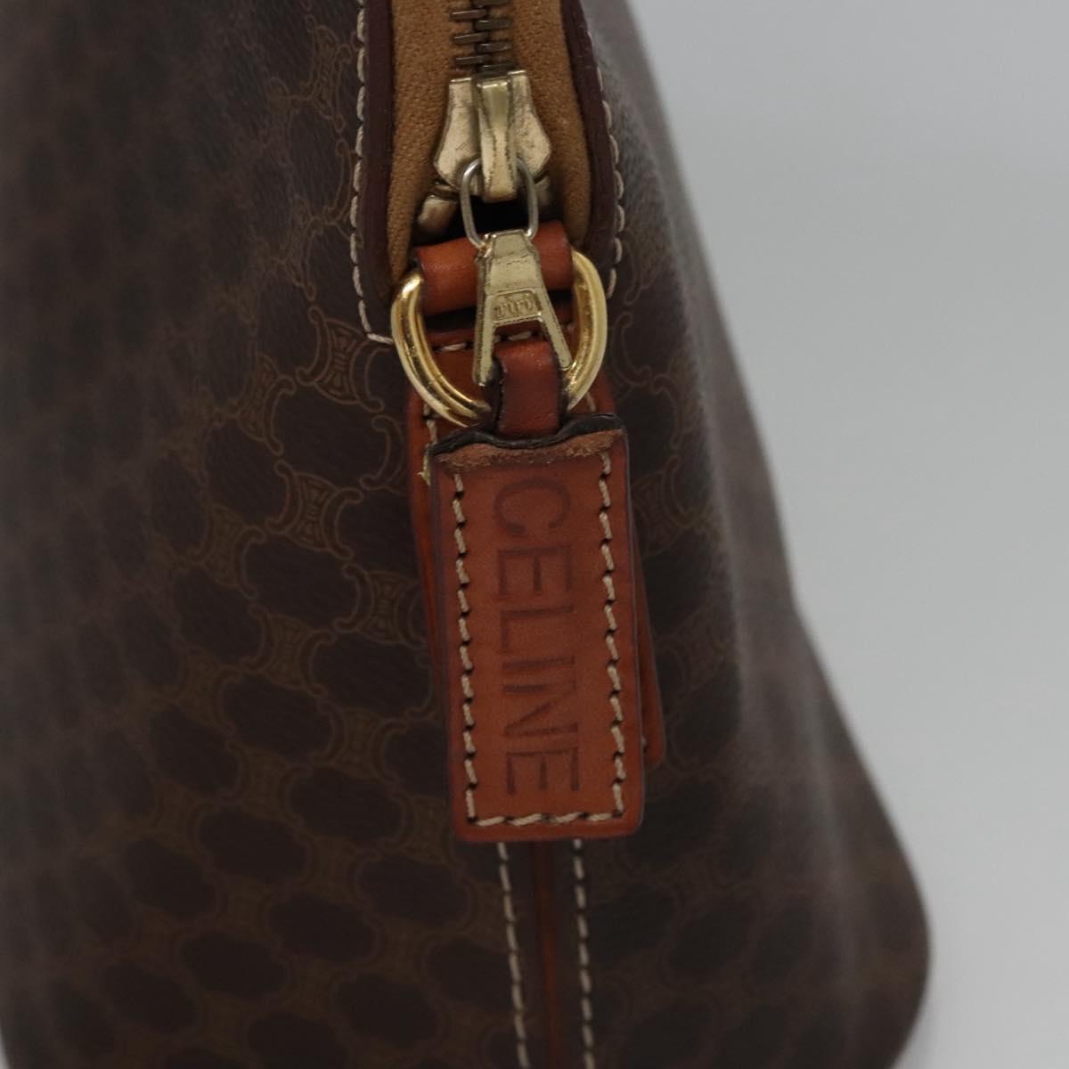 CELINE Macadam Canvas Hand Bag PVC Leather Brown Gold Auth BA574