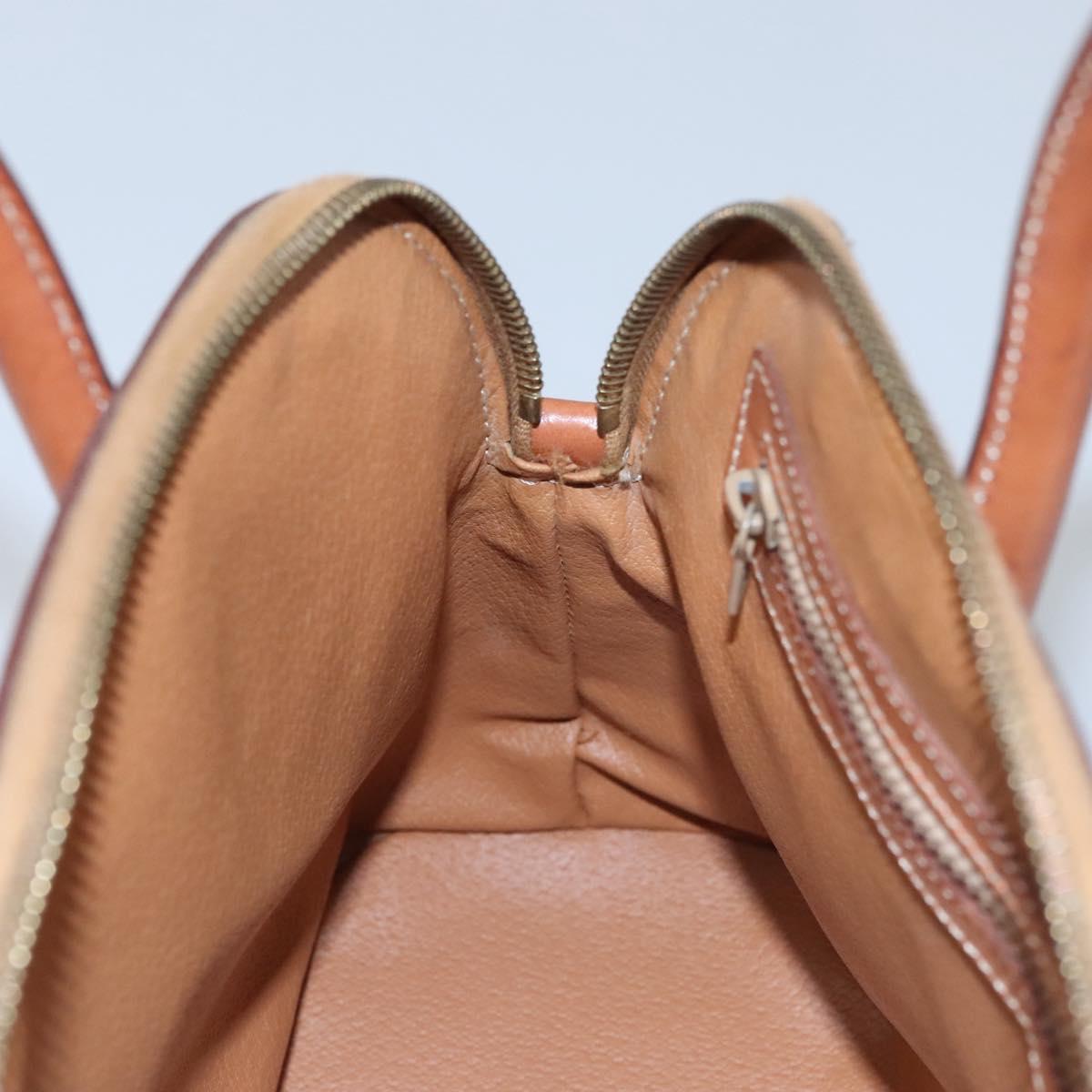 CELINE Macadam Canvas Hand Bag PVC Leather Brown Gold Auth BA574