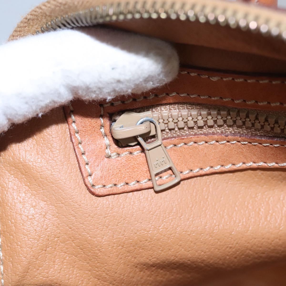 CELINE Macadam Canvas Hand Bag PVC Leather Brown Gold Auth BA574