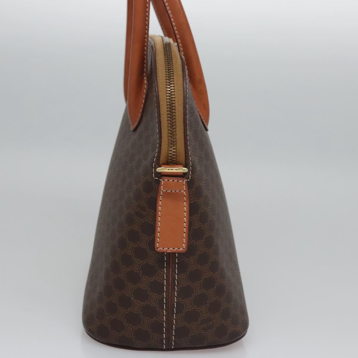 CELINE Macadam Canvas Hand Bag PVC Leather Brown Gold Auth BA574