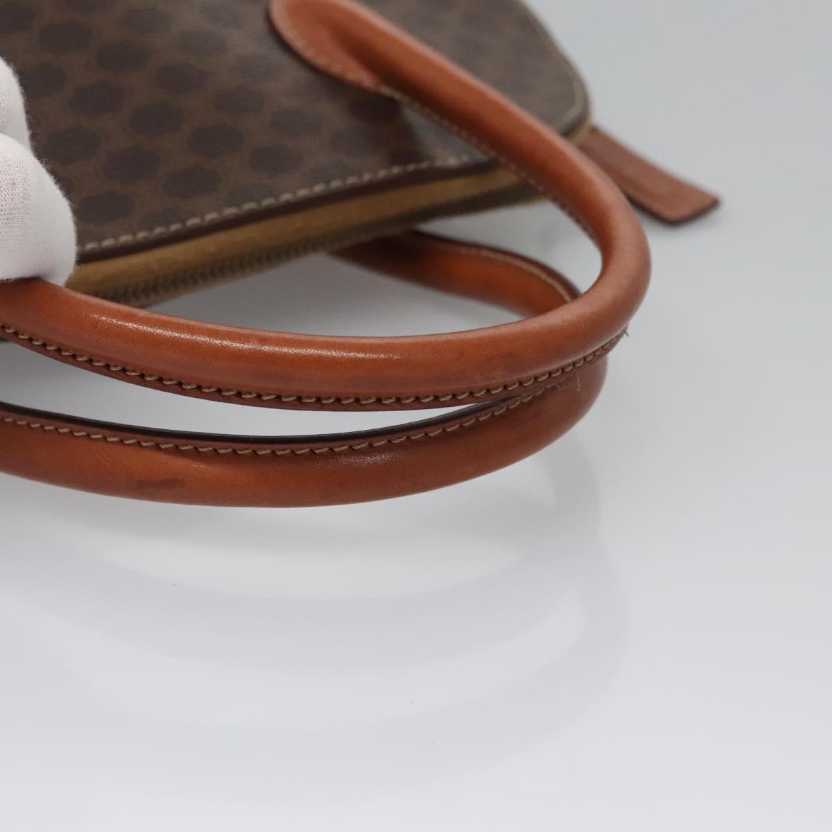 CELINE Macadam Canvas Hand Bag PVC Leather Brown Gold Auth BA574