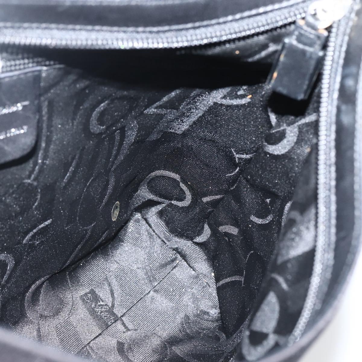 Salvatore Ferragamo Shoulder Bag Canvas Black Silver Auth BA5743