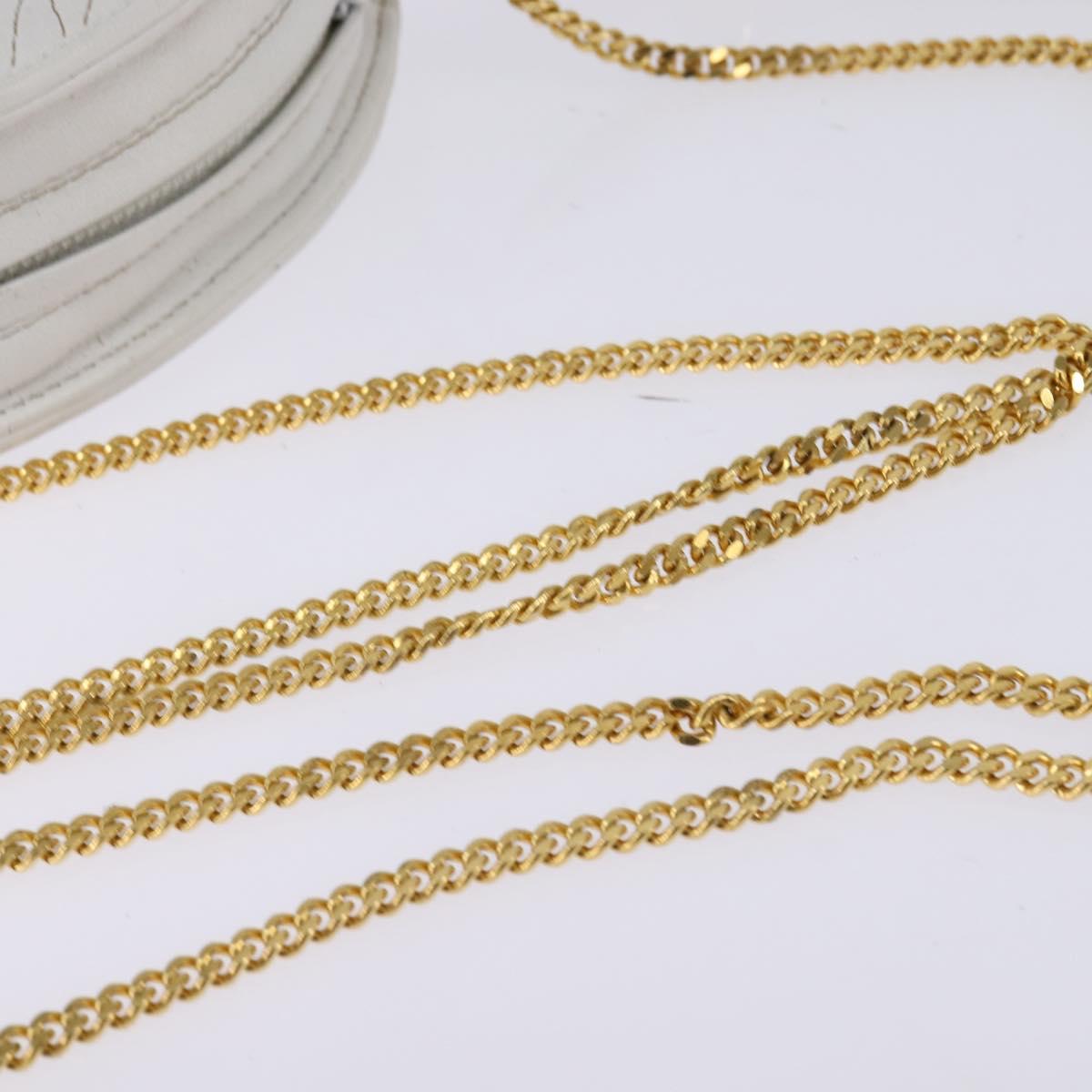 BALLY Chain Shoulder Bag Leather White Gold Auth BA5745