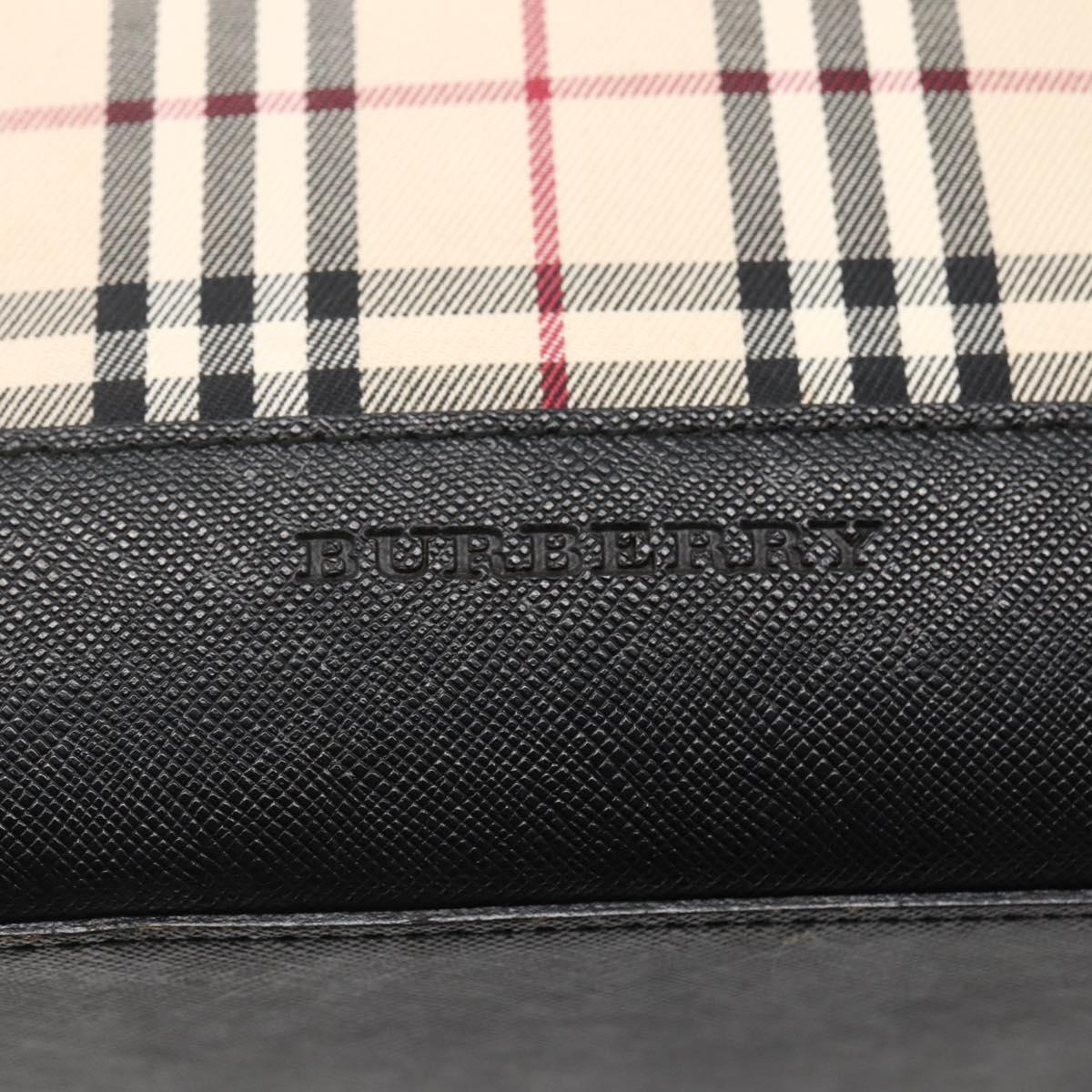 BURBERRY Nova Check Tote Bag Canvas Leather Beige Silver Auth BA5747