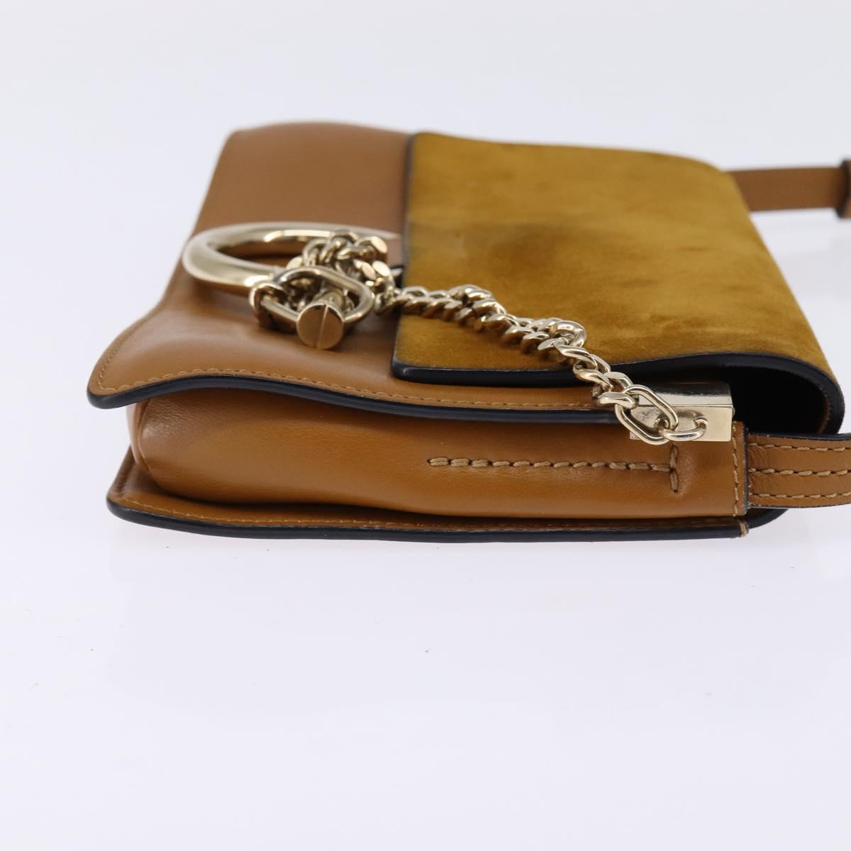 Chloe Fay Shoulder Bag Suede Leather Beige Gold Auth BA5749