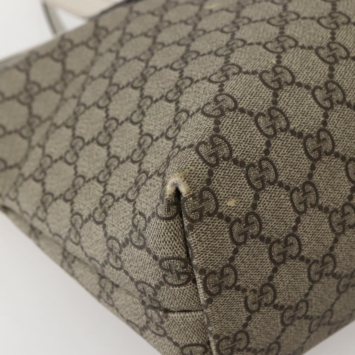 GUCCI GG Supreme Tote Bag PVC Beige Silver 211137 Auth BA5762