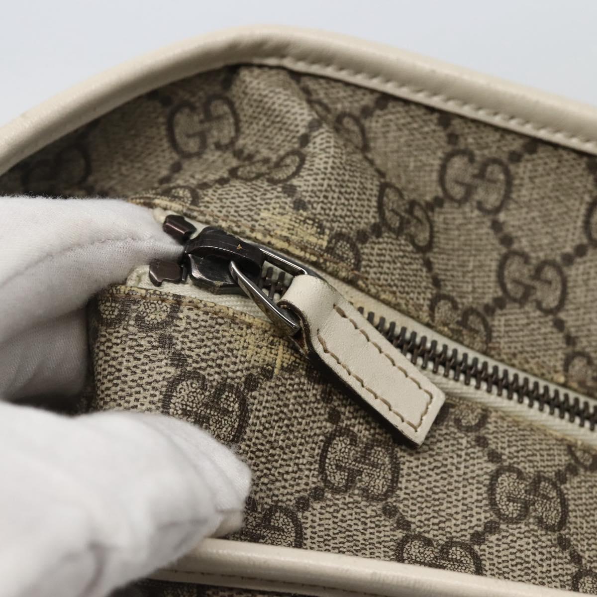 GUCCI GG Supreme Tote Bag PVC Beige Silver 211137 Auth BA5762