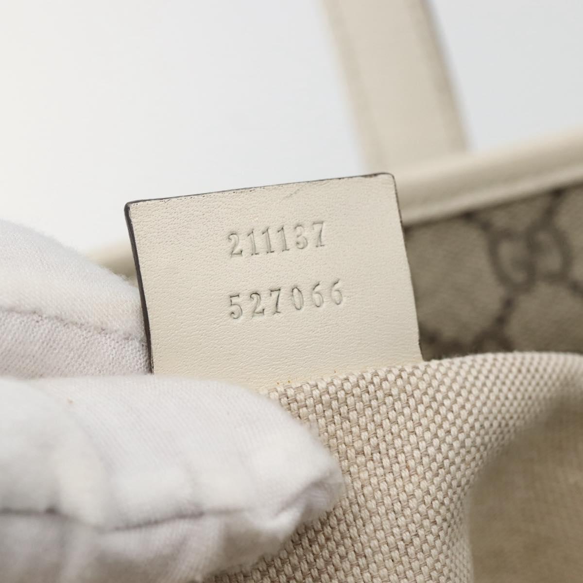 GUCCI GG Supreme Tote Bag PVC Beige Silver 211137 Auth BA5762