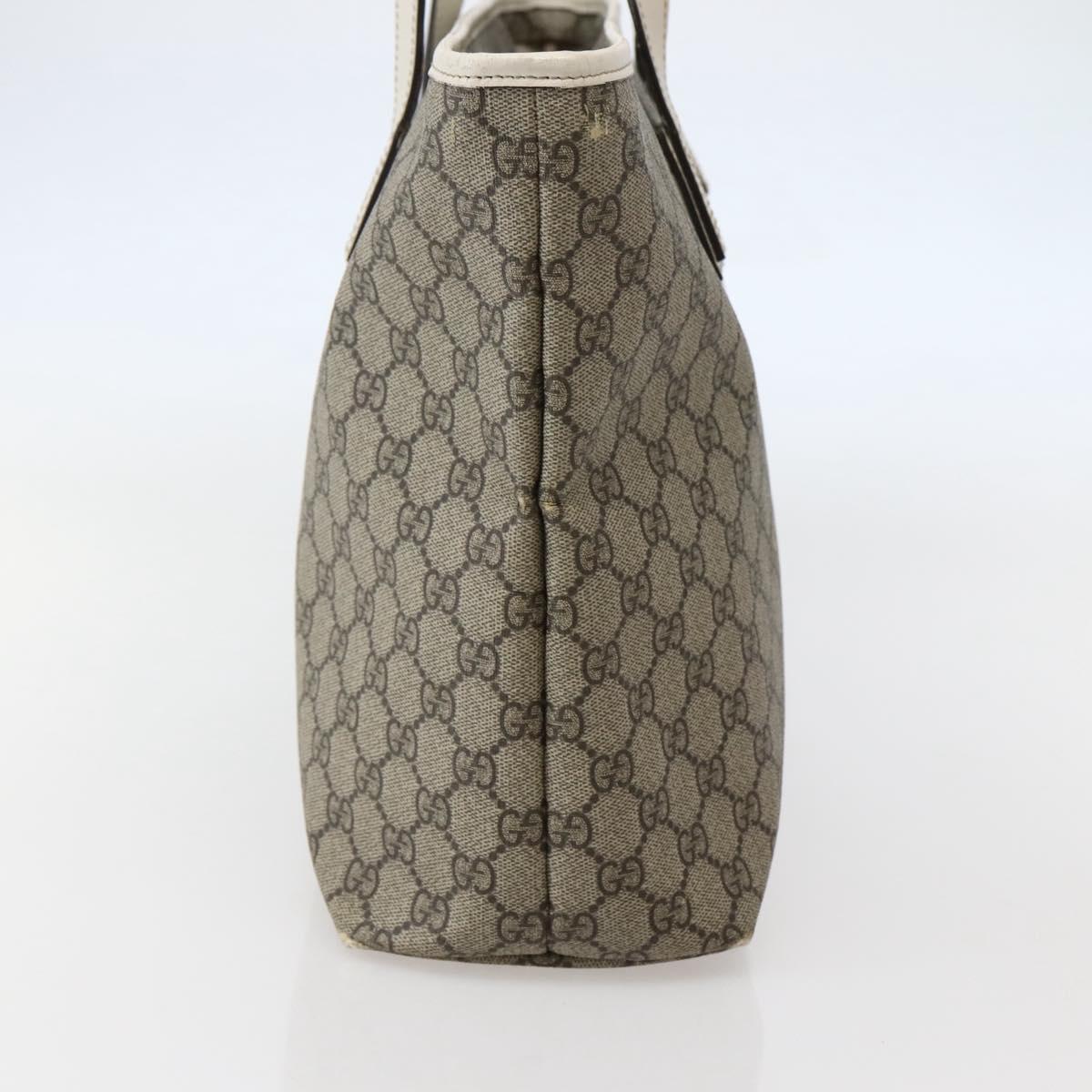 GUCCI GG Supreme Tote Bag PVC Beige Silver 211137 Auth BA5762