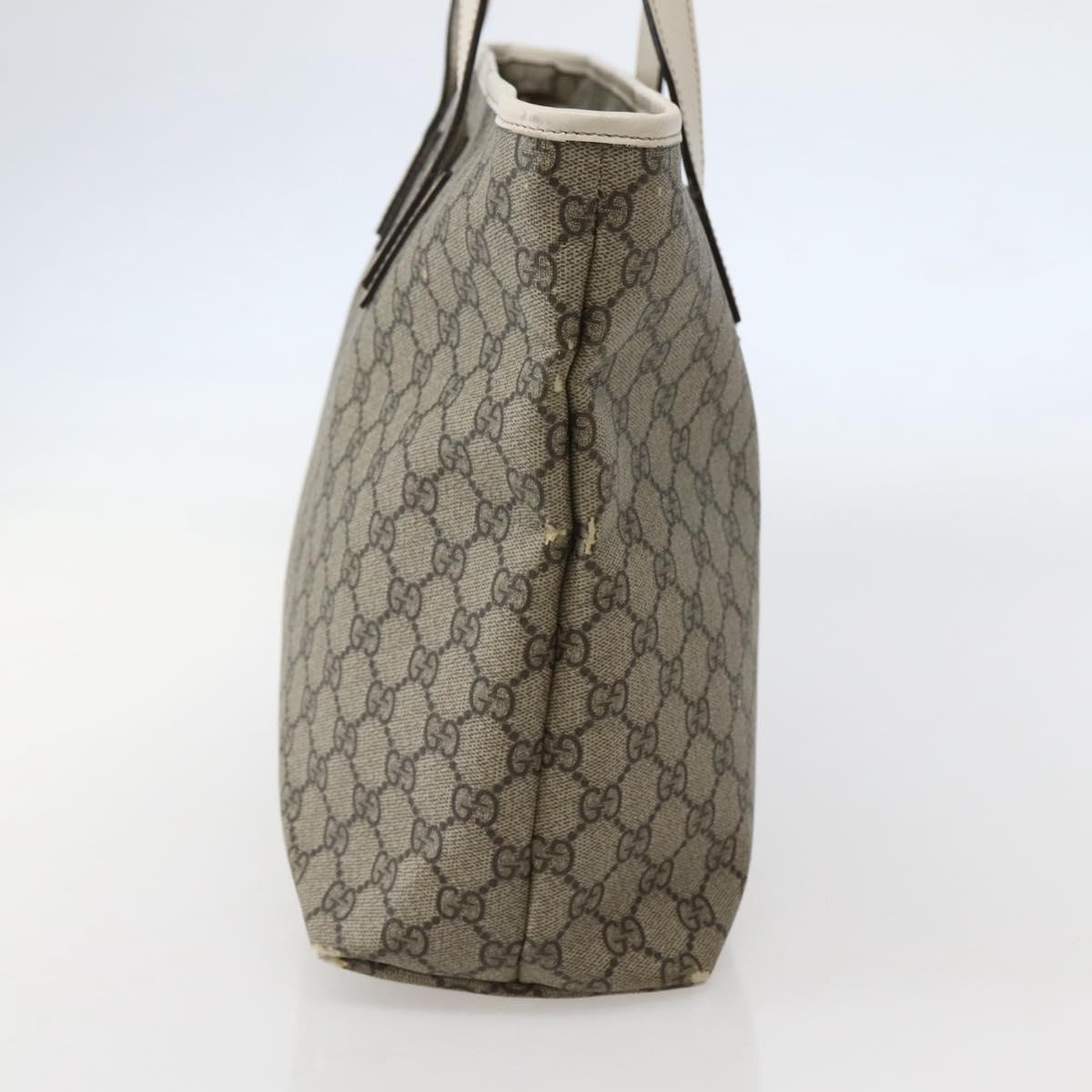 GUCCI GG Supreme Tote Bag PVC Beige Silver 211137 Auth BA5762