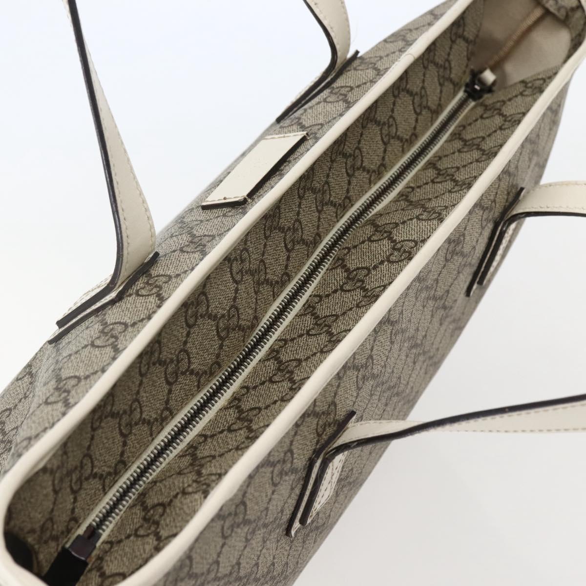 GUCCI GG Supreme Tote Bag PVC Beige Silver 211137 Auth BA5762