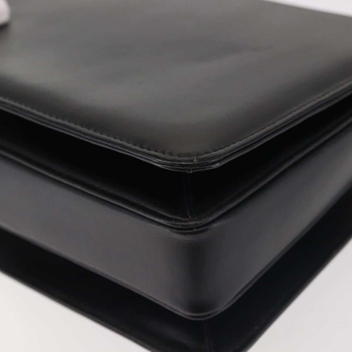 GUCCI Shoulder Bag Leather Black Gold Auth BA5763