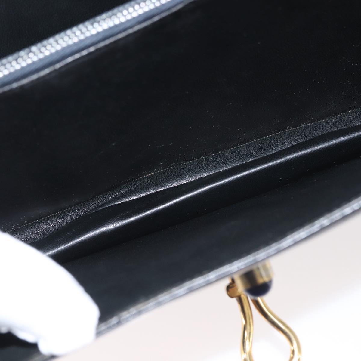 GUCCI Shoulder Bag Leather Black Gold Auth BA5763