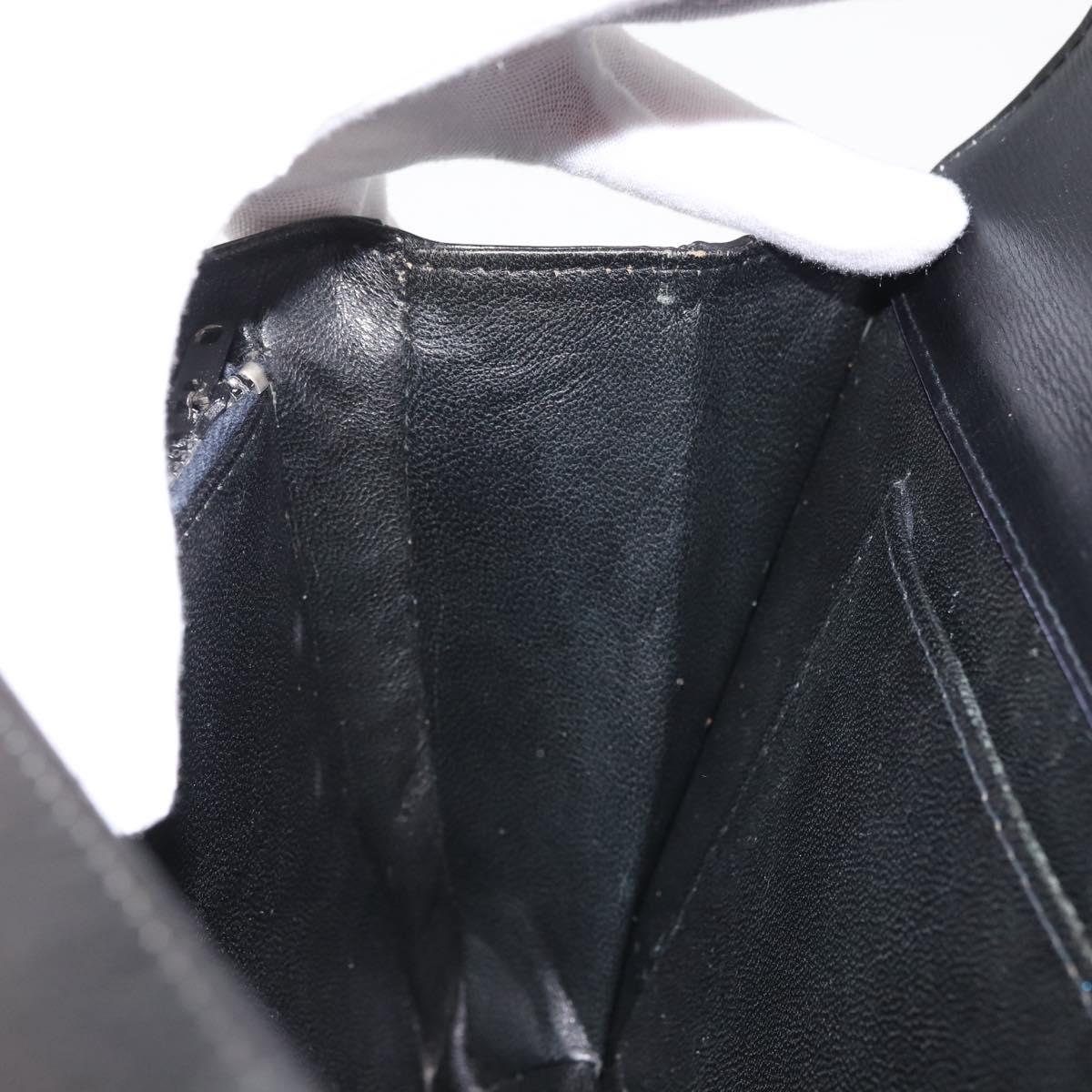 GUCCI Shoulder Bag Leather Black Gold Auth BA5763